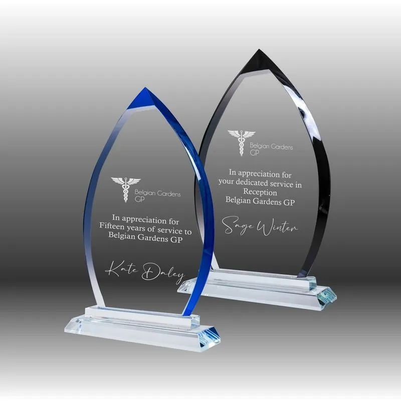 Custom Award Showcase: Black Mirror Glass & Resin Star Trophies