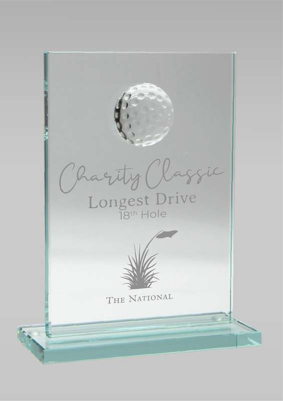 Golf Glass Award Jade Rectangle